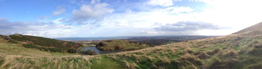 The view near the summit of Arthur's Seat in Edinburgh, Scotland.